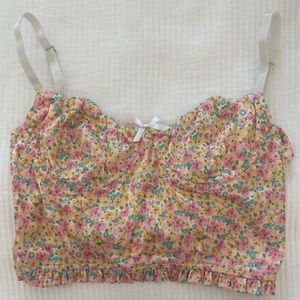 Princess Polly Floral Crop Top - Pink, Yellow, Blue